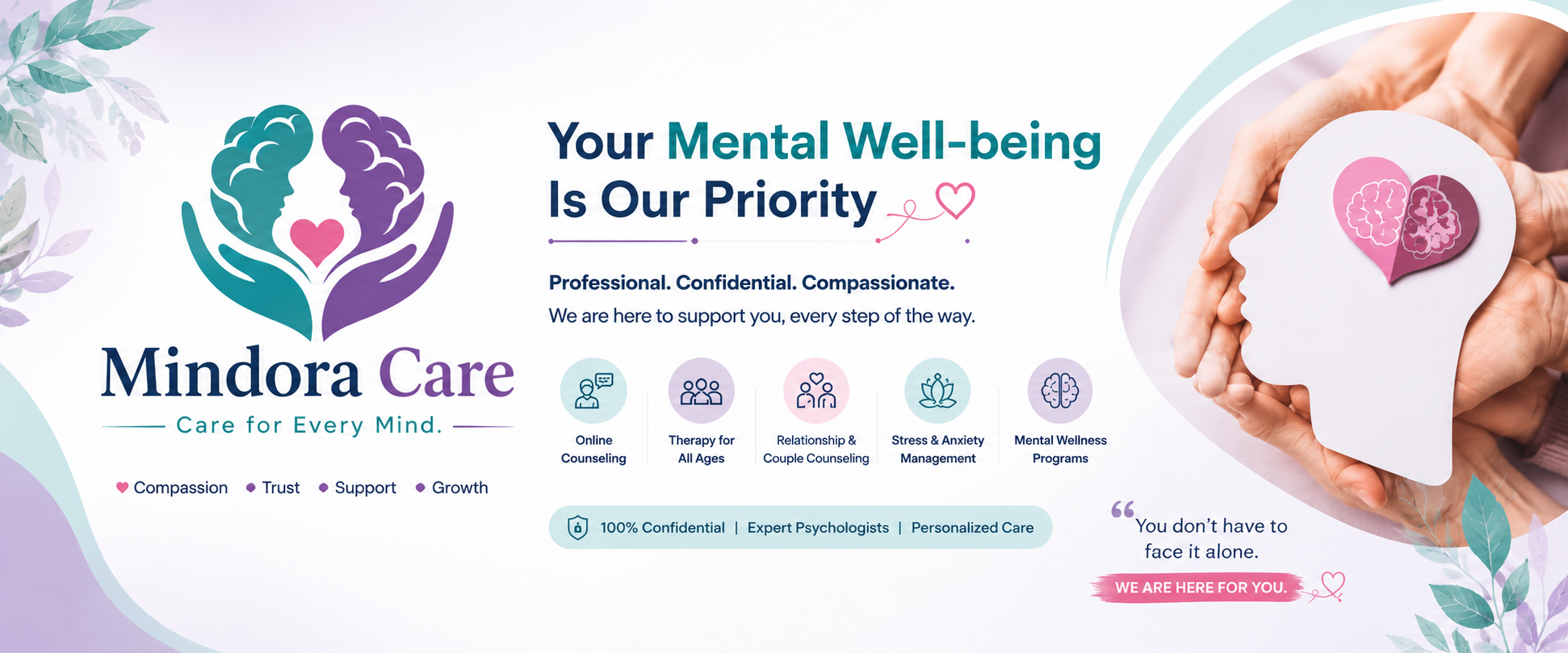 Mindora Care mental wellness support banner
